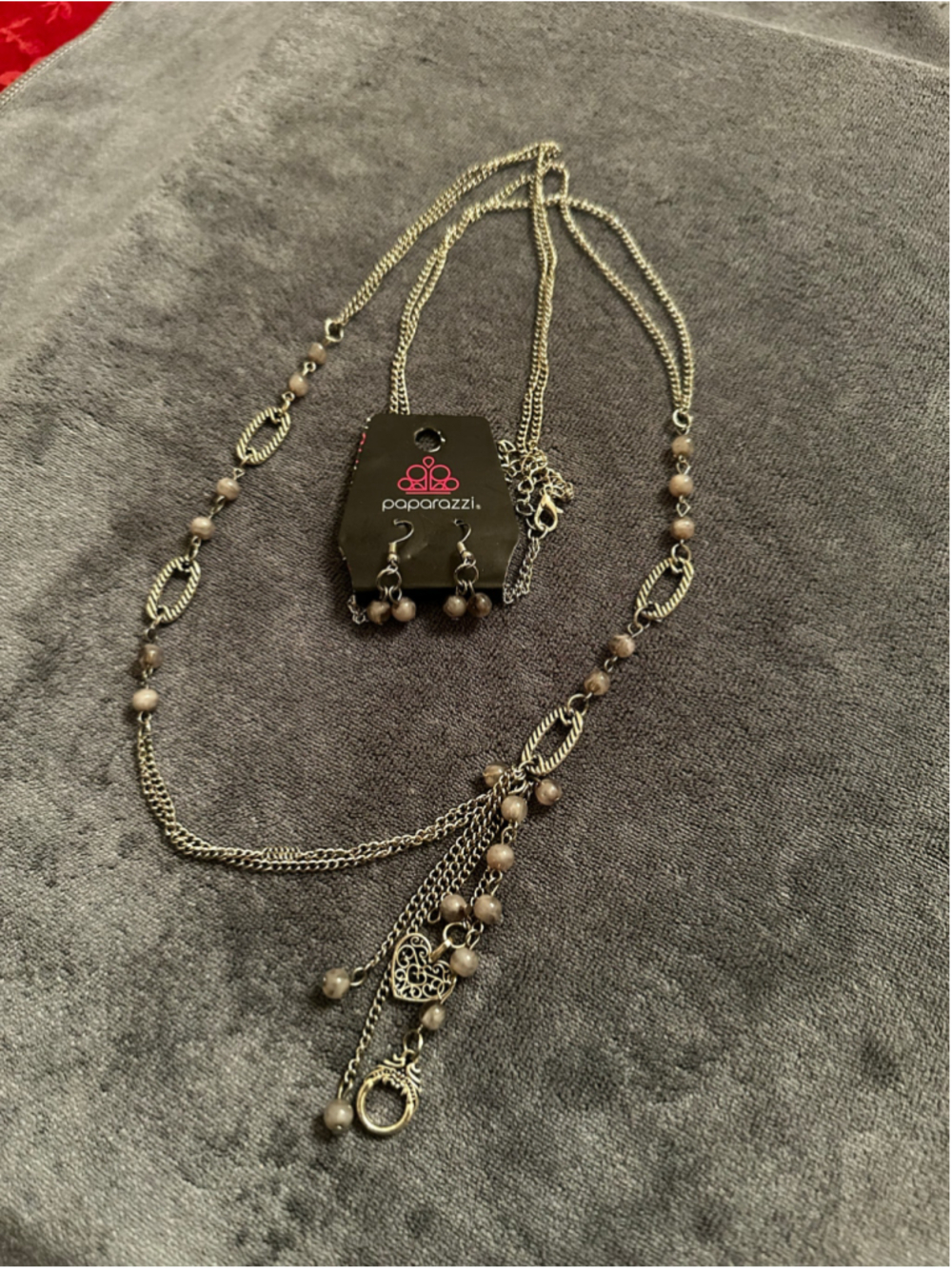 Paparazzi Silver and Grey Necklace & Earrings Set - Picture 3 of 4